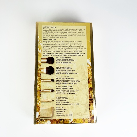 New BareMinerals "The Dream Team" 5 Pcs Makeup Face Eye Gold Brush Set - Picture 3 of 4